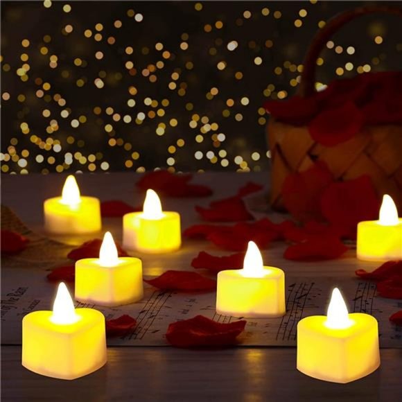 2000 Pieces Artificial Rose Petals with 24 Pieces LED Tea Lights Candles - Picture 3 of 7